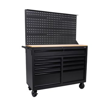 George Tools Mobile Werkbank mit schwarzen Griffen 117 cm schwarz - bestückt 159-teilig