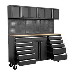 George Tools Budget Mobile Werkbank 183 cm Rubberwood schwarz