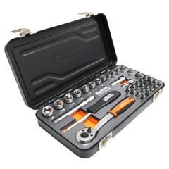 George Tools Stahlkoffer mit 39-teilige 1/4" Steckschlüssel- und Bitsatz