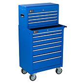 George Tools Werkzeugwagen mit Kiste 11 Schubladen blau