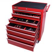 George Tools Werkzeugwagen gefüllt 7 Schubladen 80-teilig rot