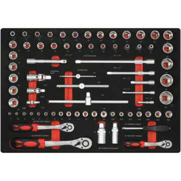 Werkzeugeinlage 1. Ratschen- und Steckschlüsselsatz - 72 Teile